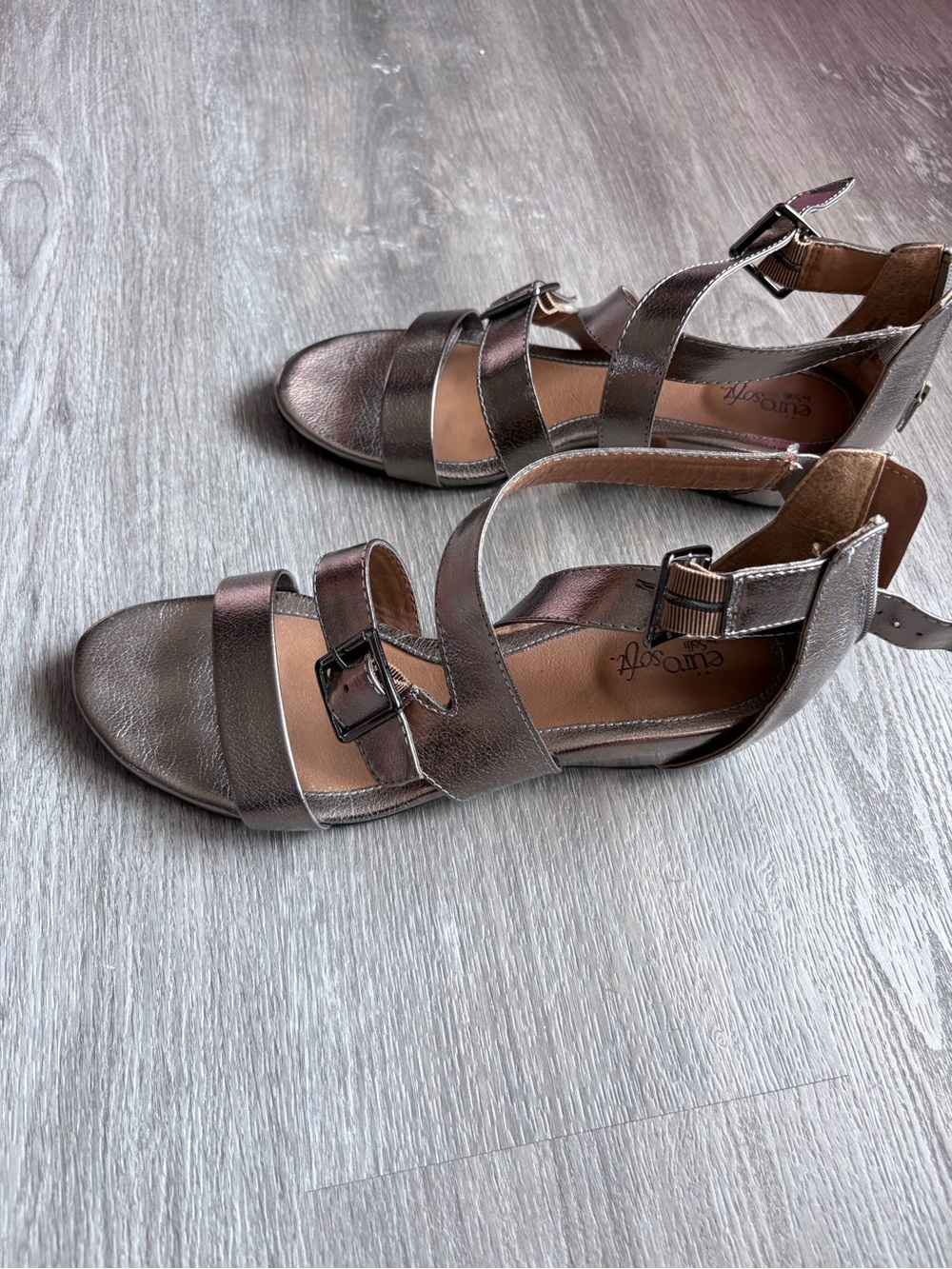 Eurosoft Metallic Bronze Strappy Buckle Sandals